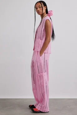vacation pants - pink broderie
