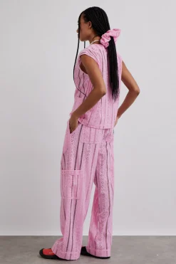 vacation pants - pink broderie