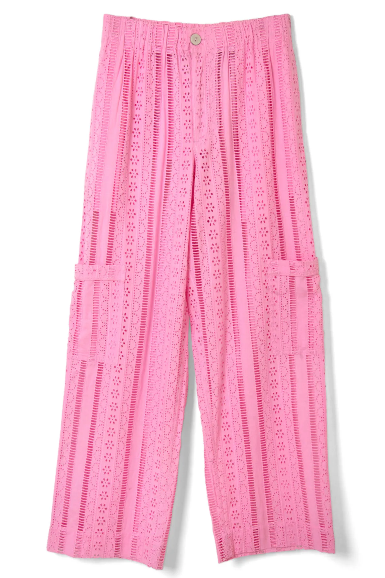vacation pants - pink broderie