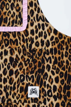 valerie apron - leopard pink ruffle